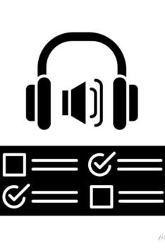 listening examination black glyph icon comprehension practice tests school and university education improve listening skills silhouette symbol on white space vector isolated illustration 700 225697323